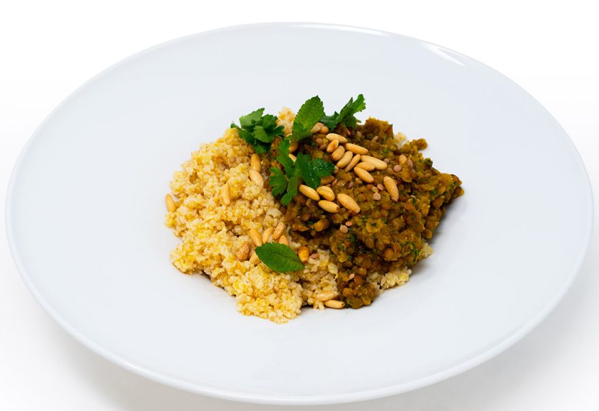 Bulgur, lenticchie, zafferano e pinoli