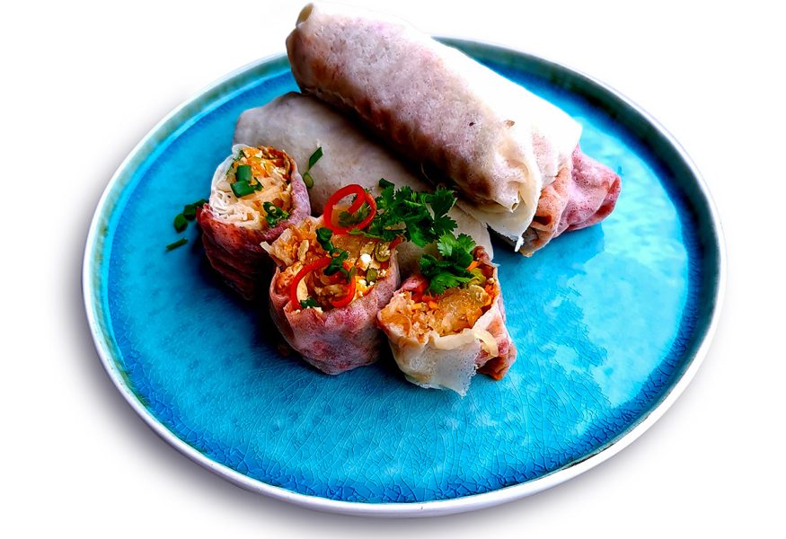 Involtini primavera ai gamberi in stile nyonya