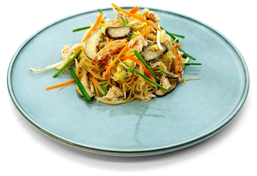 Tanghoon saltati con polpa di granchio