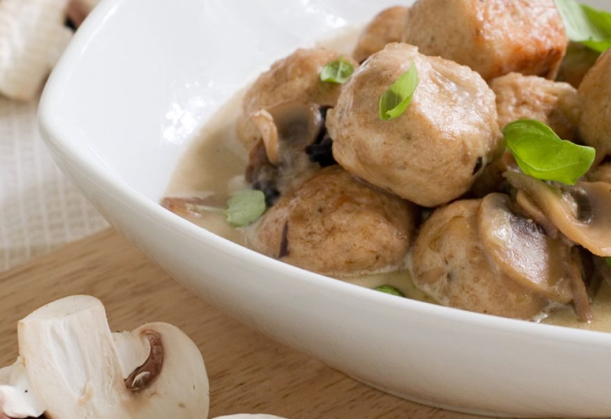Polpette di pollo e funghi