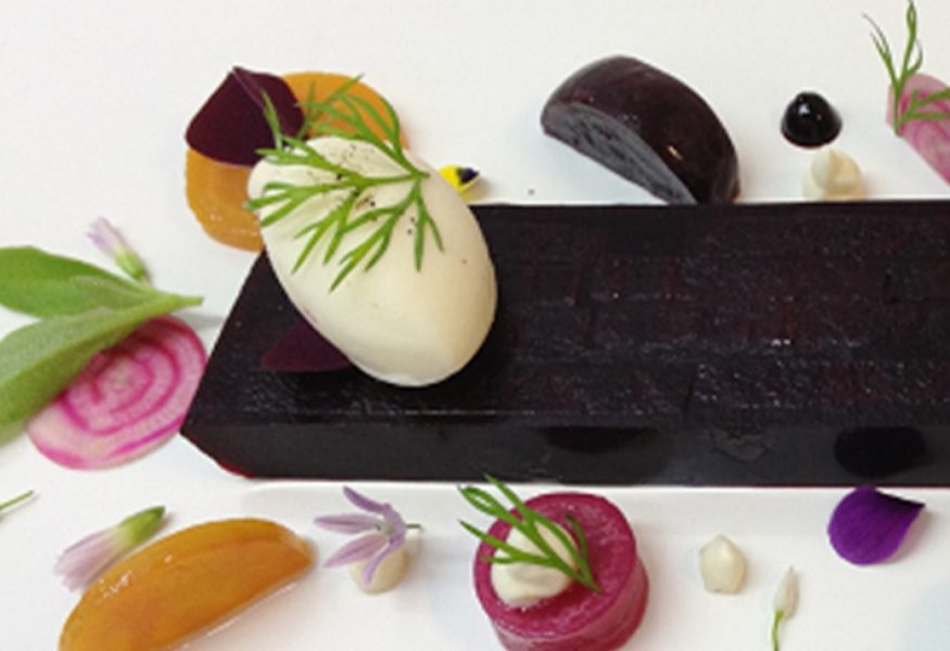 Terrina di barbabietole dell’orto e sorbetto al rafano